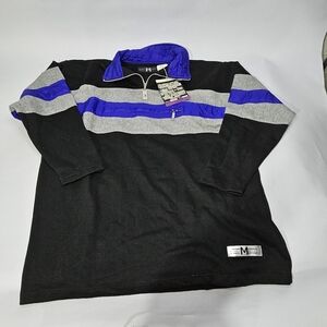 Mureli Sport Vintage 90's Y2K Black Blue Pullover 1/4 Zip L NOS